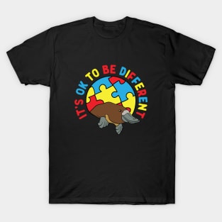 Autism Awareness It's OK to Be Different Platypus T-Shirt